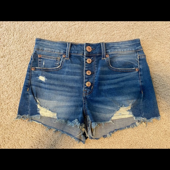 AE Button Fly High Rise Denim Shorts - Picture 1 of 4